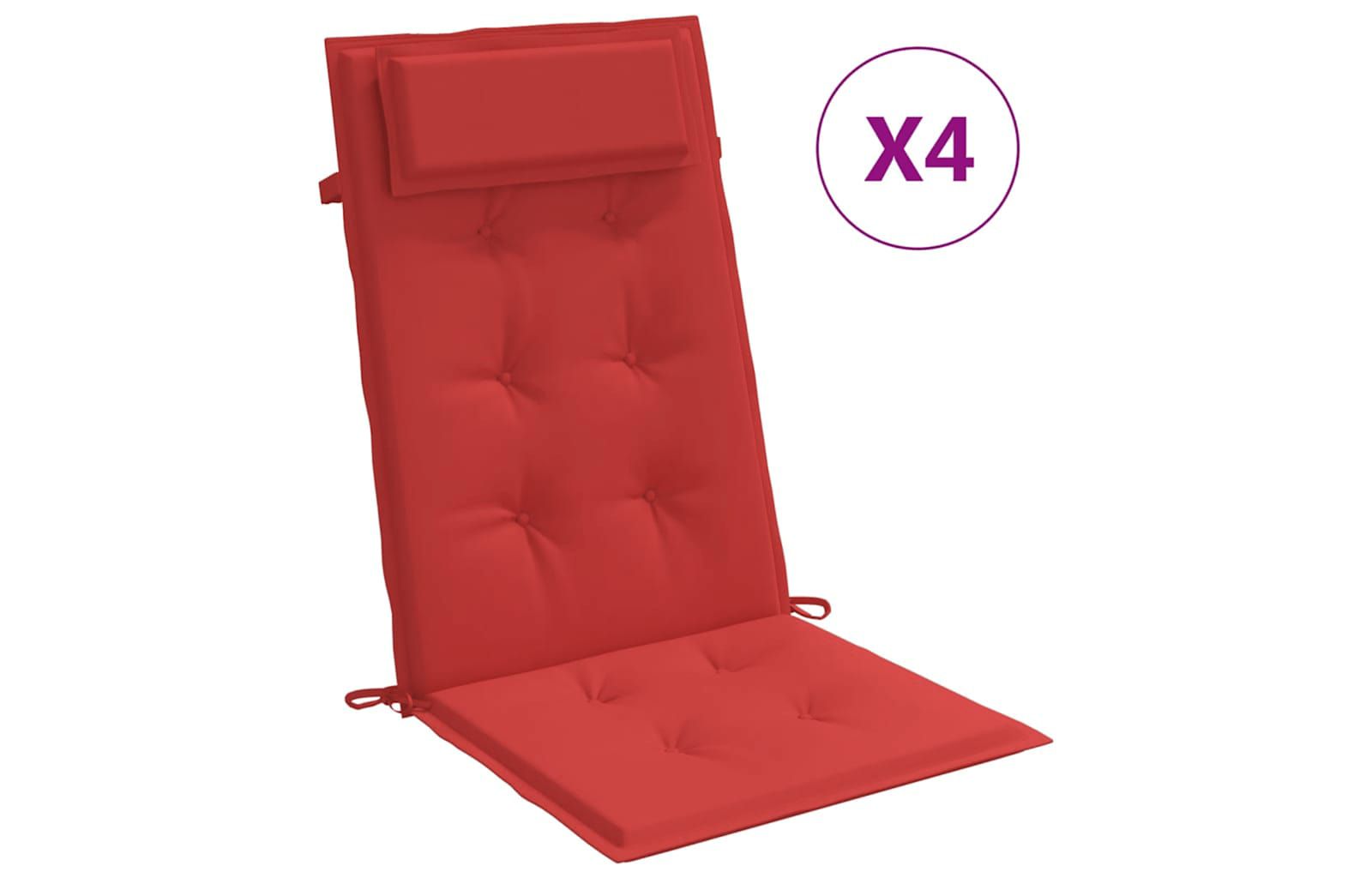 Подушки для стульев vidaXL Highback, 4 шт, красная ткань Oxford