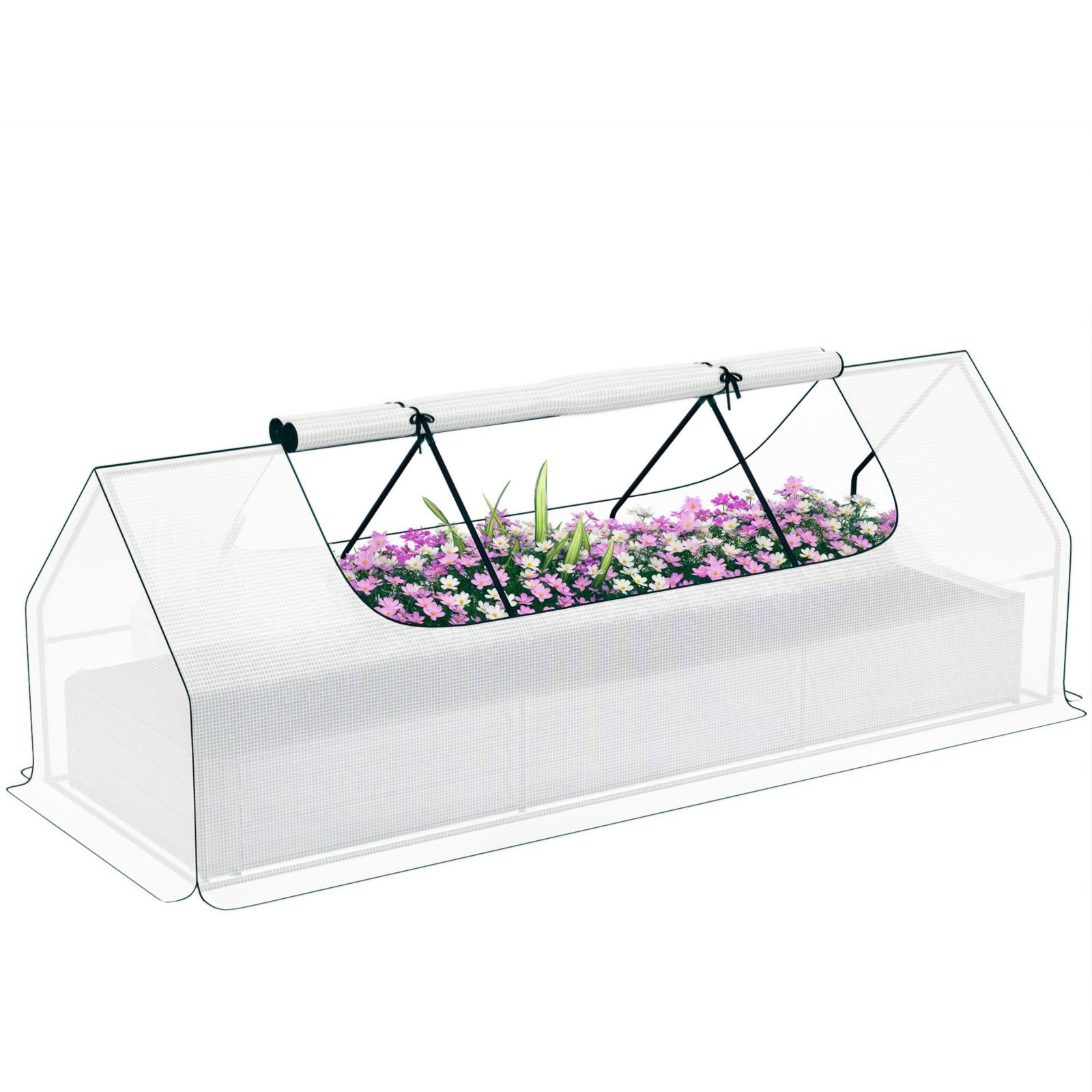 Приподнятый садовый грядка Outsunny 8.6 x 3 x 1ft с мини-домиком