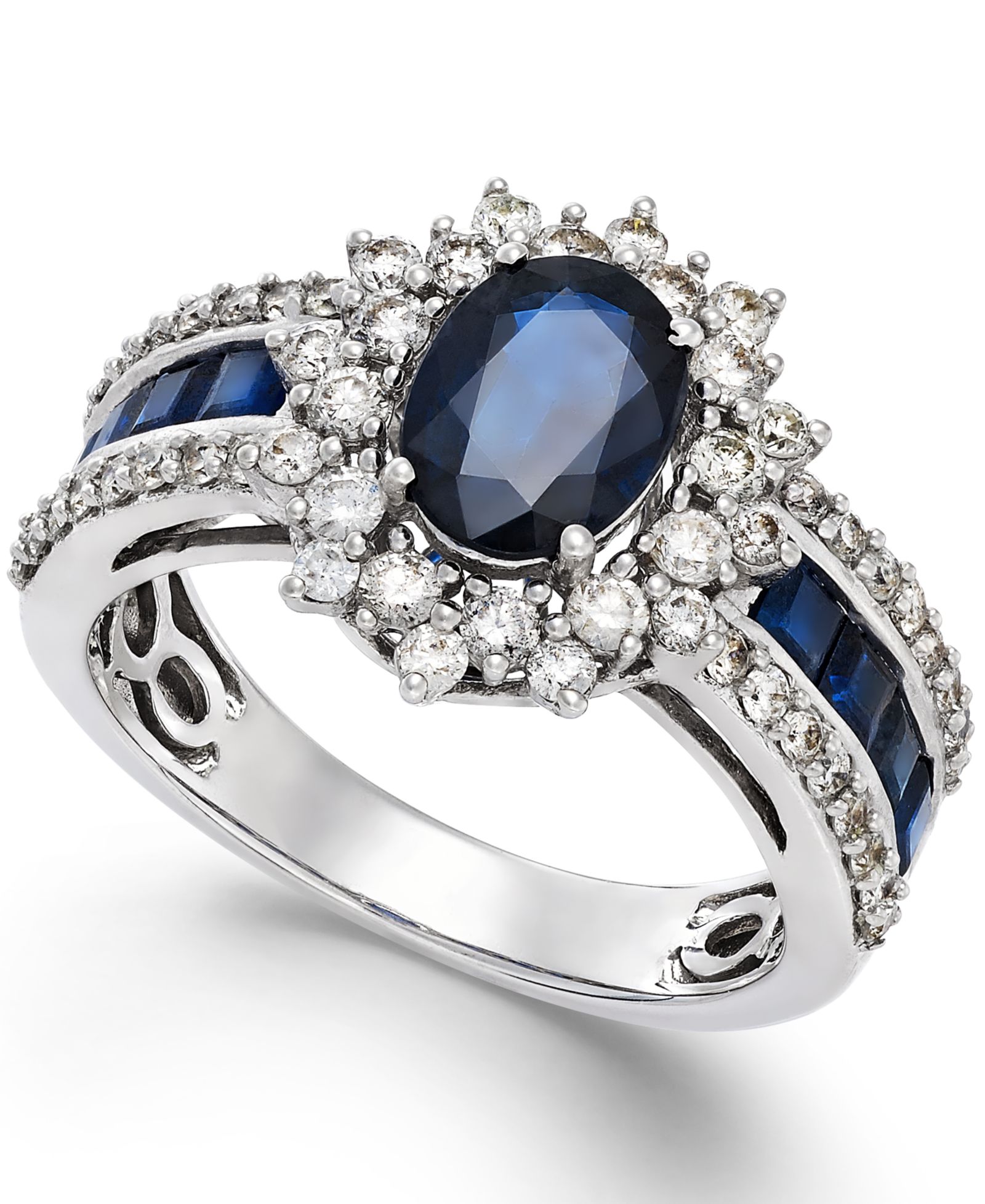 Sapphire и Diamond Ring в 14k White Gold