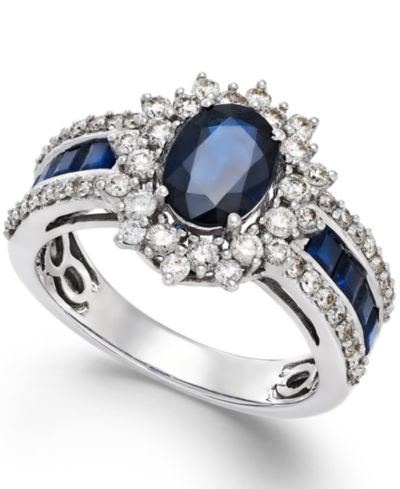 Sapphire и Diamond Ring в 14k White Gold