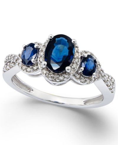 Кольцо с сапфиром (1-1/3 ct. t.w.) и бриллиантом (1/4 ct. t.w.) из золота 14k