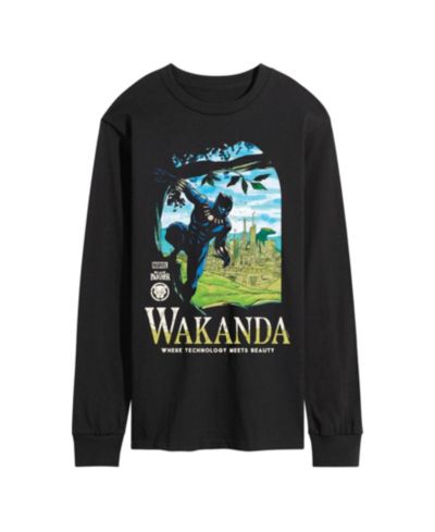 AIRWAVES Men's Black Panther Wakanda Long Sleeve T-Shirt