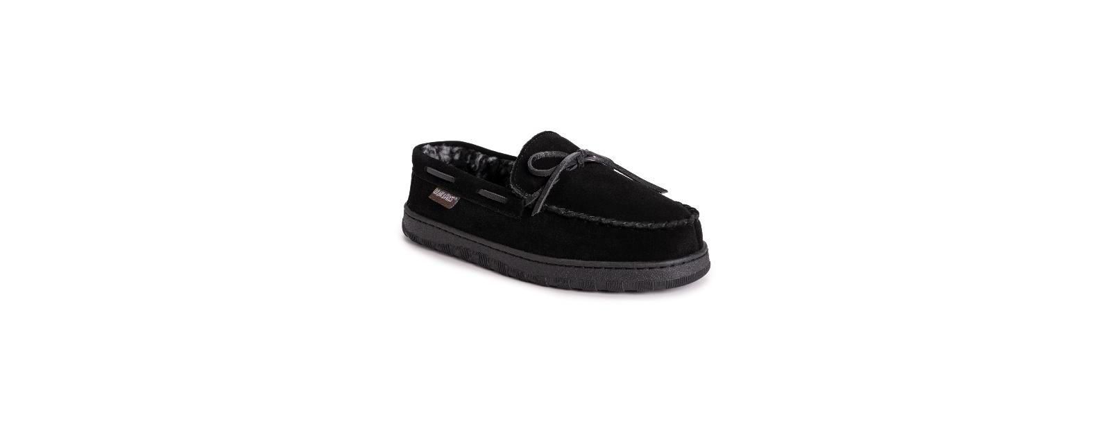 MUK LUKS Men's Paul Printed Berber Suede Moccasin Slippers Wide