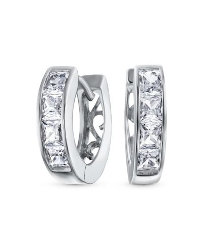 Bling Jewelry Gold CZ Mini Hoop Huggie Earrings 14K Gold Plated .925 Sterling Silver