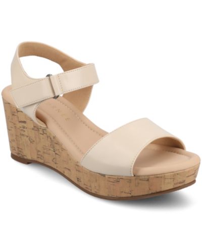 Journee Collection Women's Ranae Ankle Strap Platform Cork Wedge Sandals