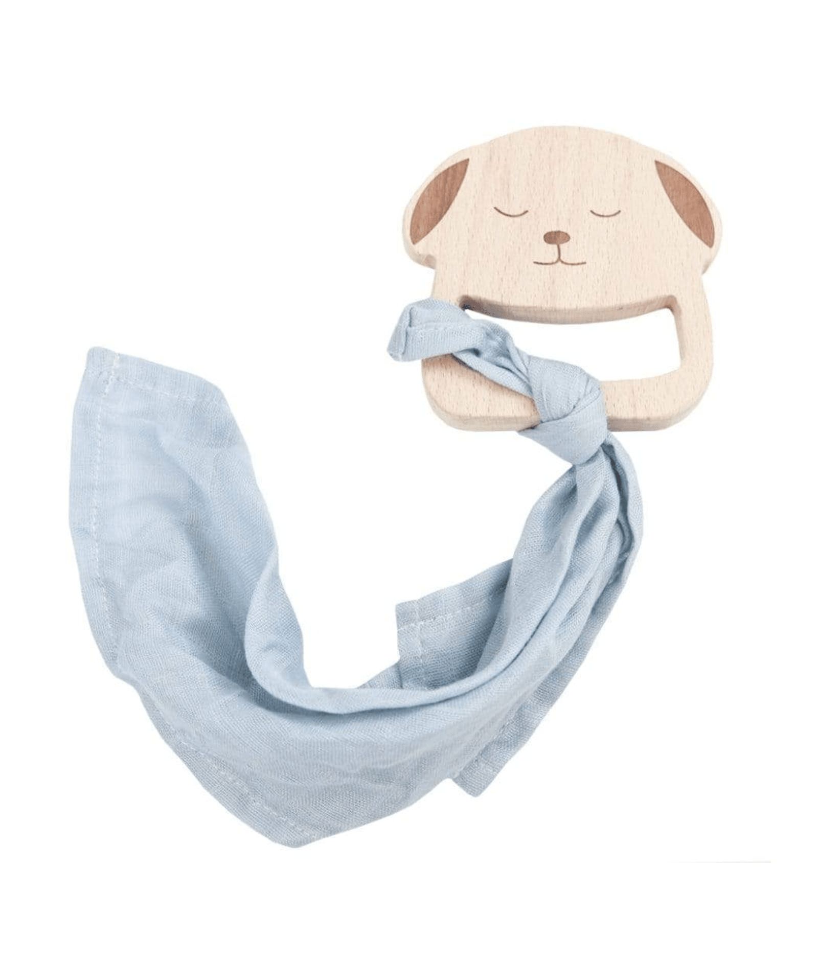 GooseWaddle Puppy Wooden Teether & Blue Blankie