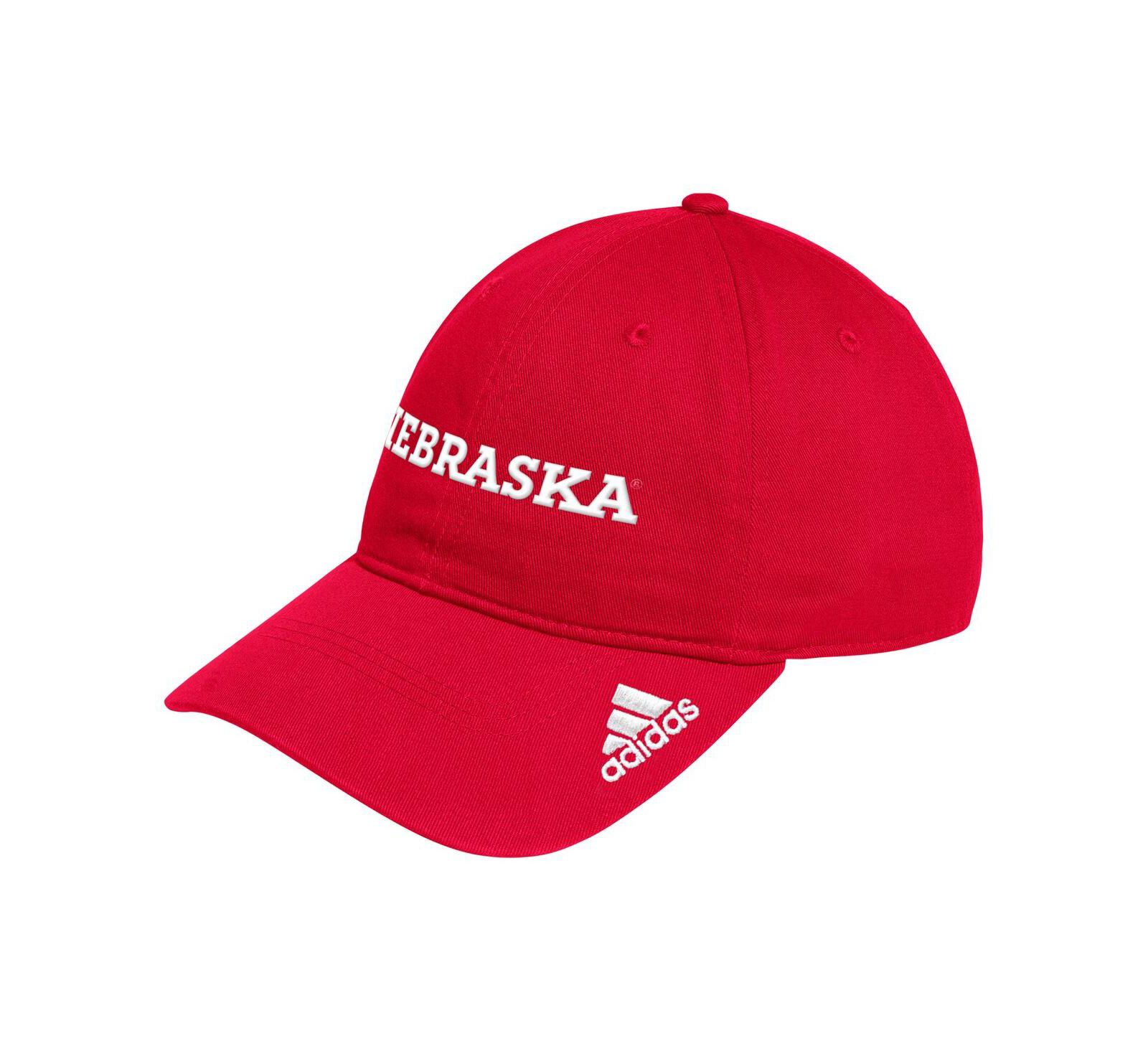 Adidas Men's Scarlet Nebraska Huskers Locker Room Wordmark Slouch Adjustable Hat