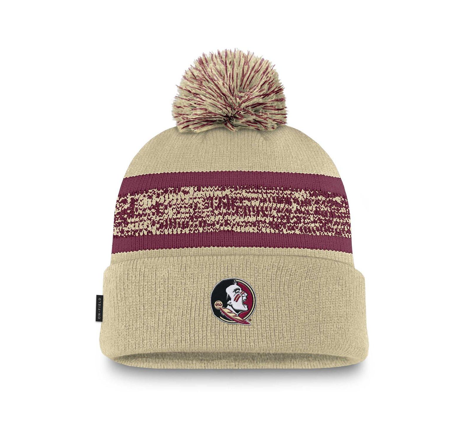 Nike Men's Gold Florida State Seminoles On-Field Peak Cuffed with Pom Knit Hat