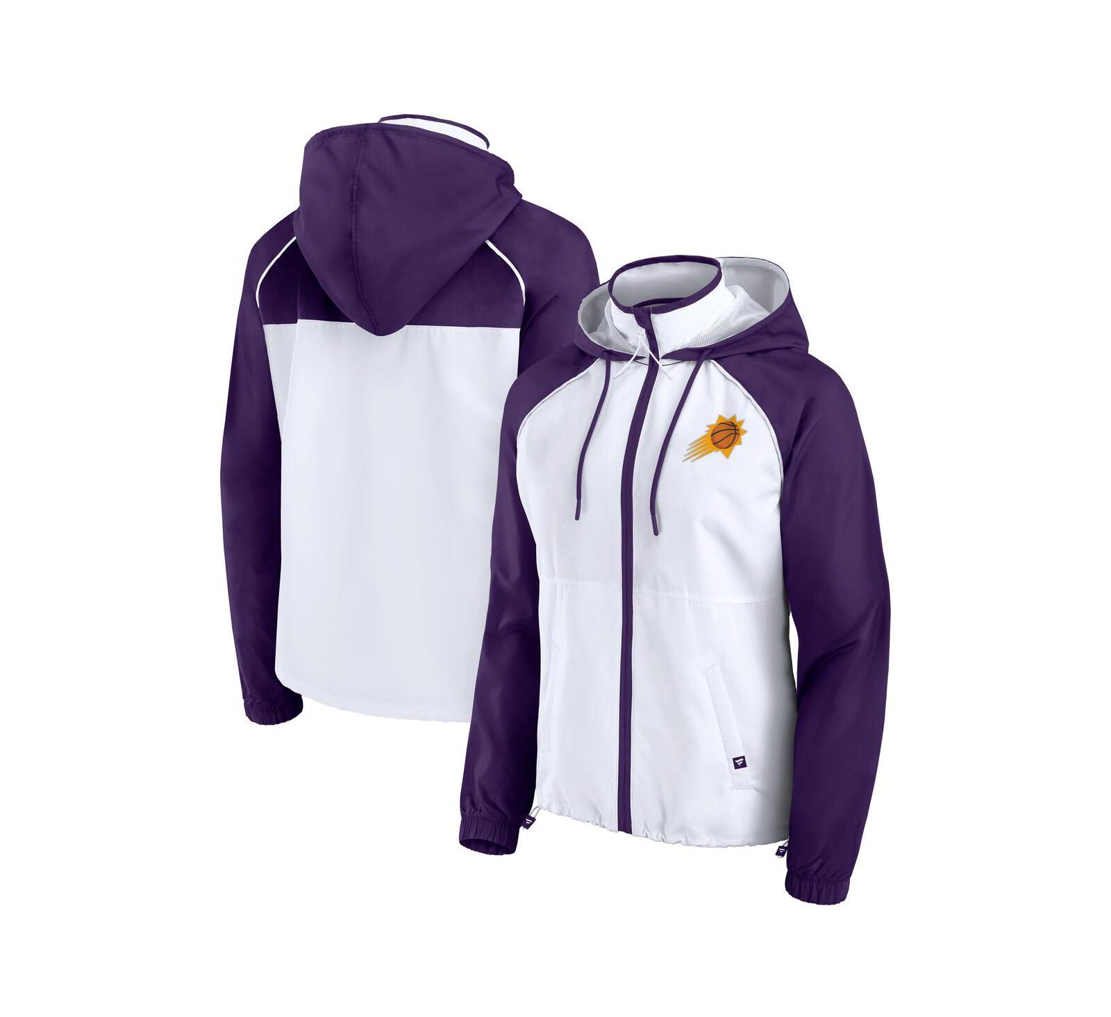 Fanatics Women's White/Purple Phoenix Suns Anorak Raglan Full-Zip Hoodie Jacket