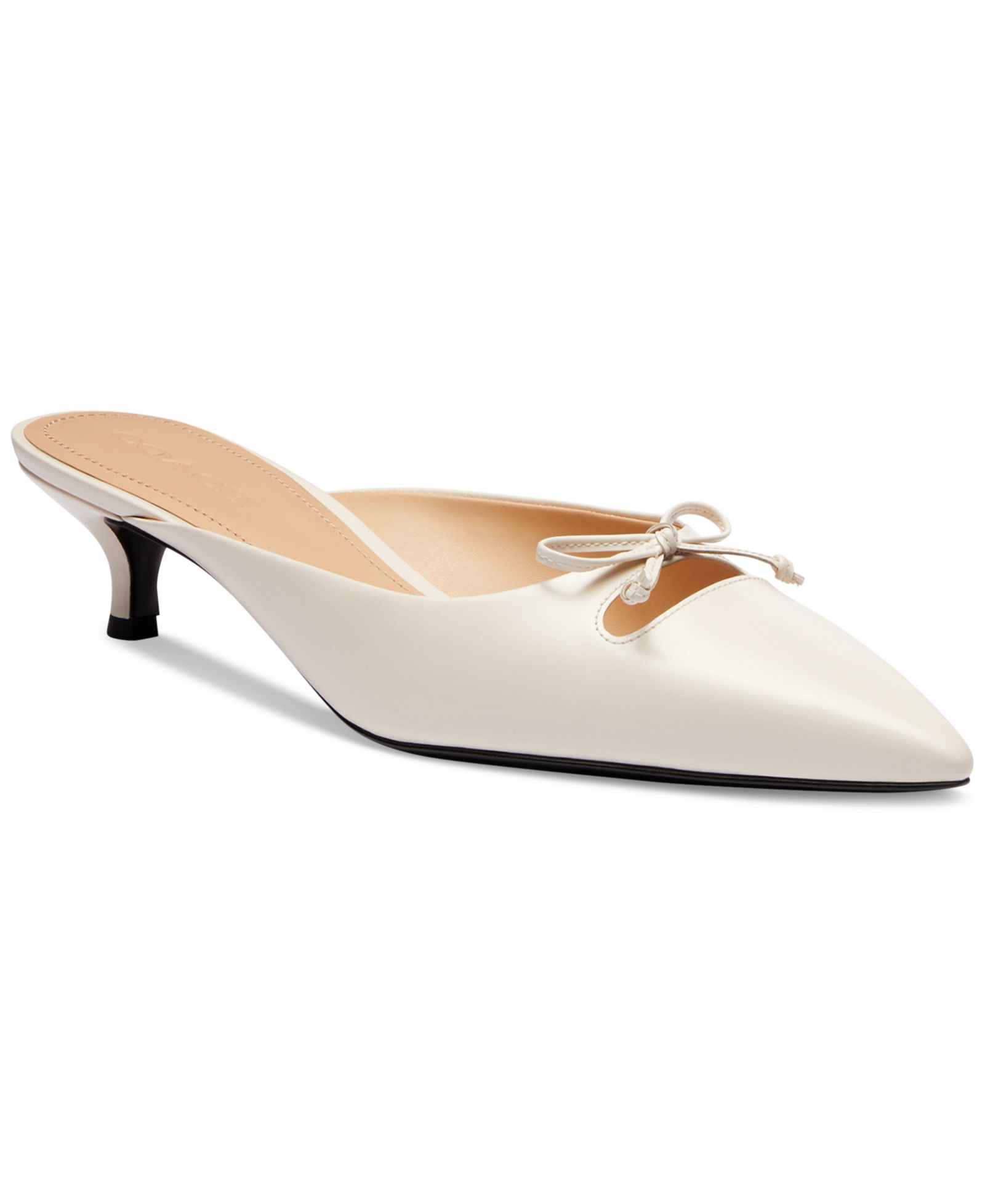 COACH Runway Embellished Bow-Trim Leather Kitten Heel Mules