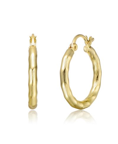 Rachel Glauber Elegant High-Polish Twisted Hoop Saddleback Earrings