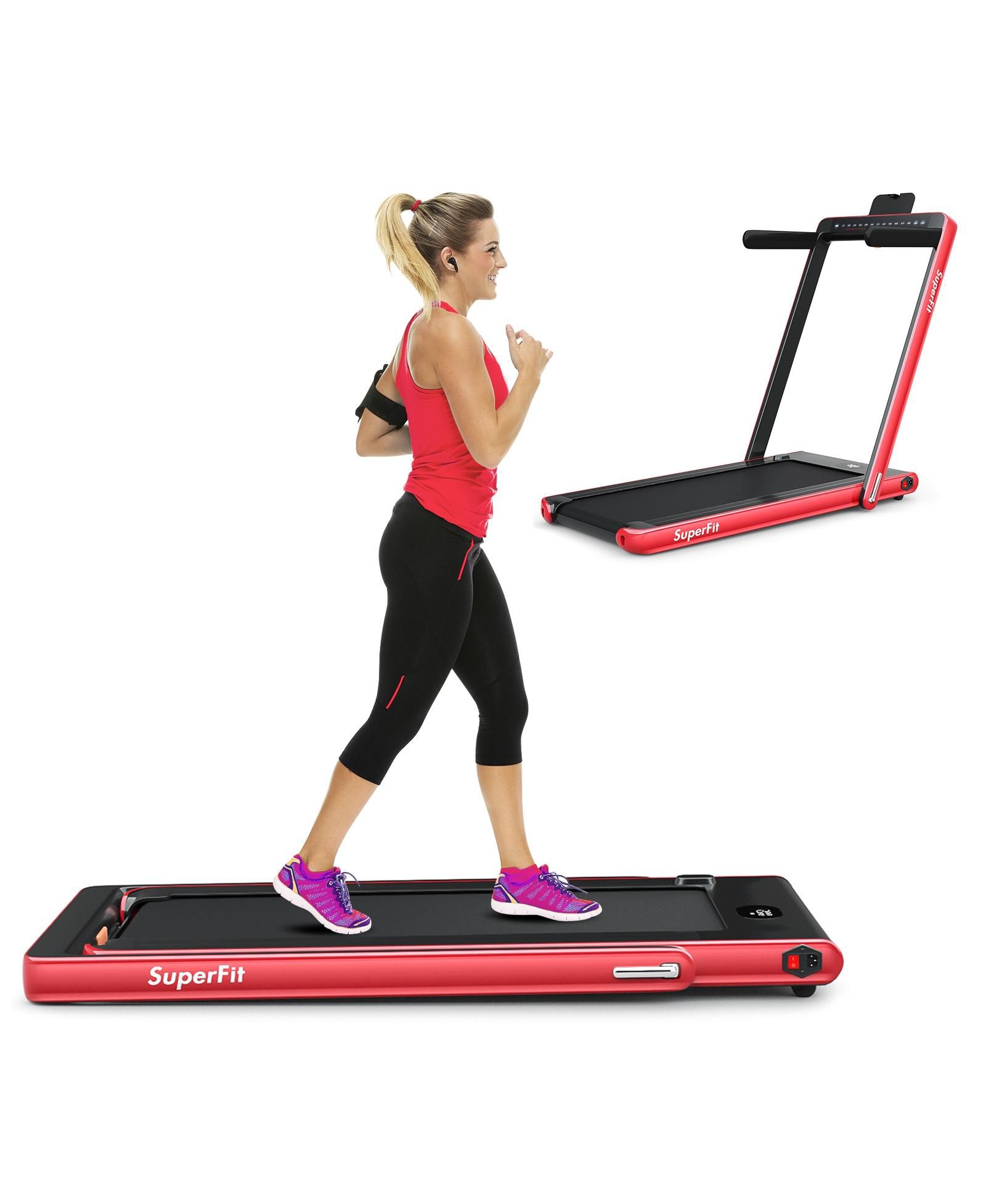 2.25 HP 2-in-1 Folding Walking Pad Treadmill with Dual Display and App Control