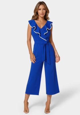 Женский комбинезон Bebe Scuba Crepe Ruffle V-Neck