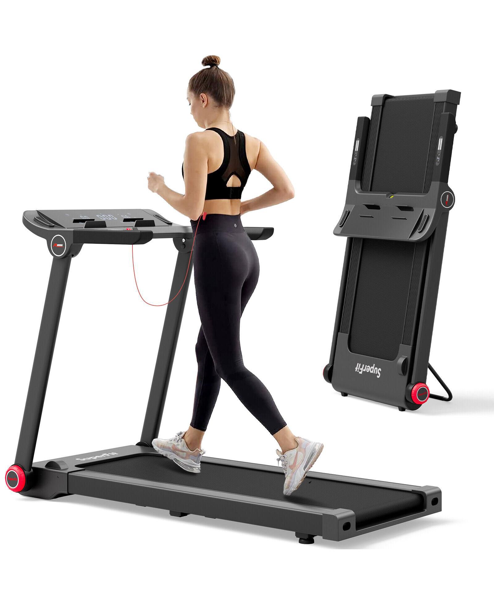 3.75HP Folding Treadmill Electric Running Machine with Bluetooth APP Self-standing