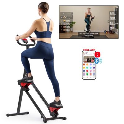 Sunny Health & Fitness Smart Foldable Cardio Stair Climber with SunnyFit App Trainer Led Workouts and Performance Tracking - Dark Grey