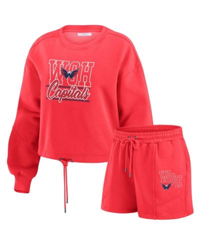 Женский комплект WEAR by Erin Andrews: красная флисовая толстовка и шорты Washington Capitals