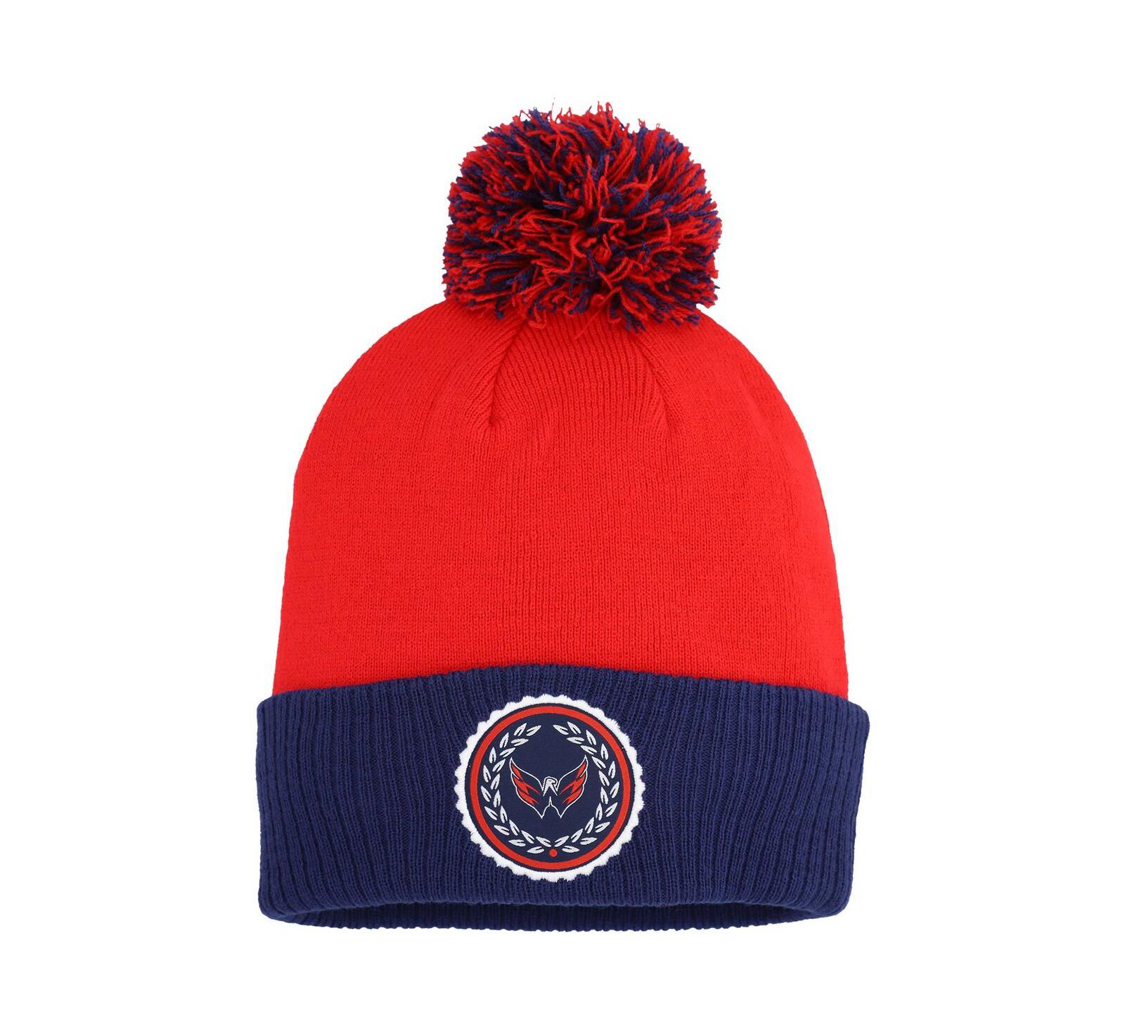 Adidas Women's Red Washington Capitals Laurel Cuffed with Pom Knit Hat