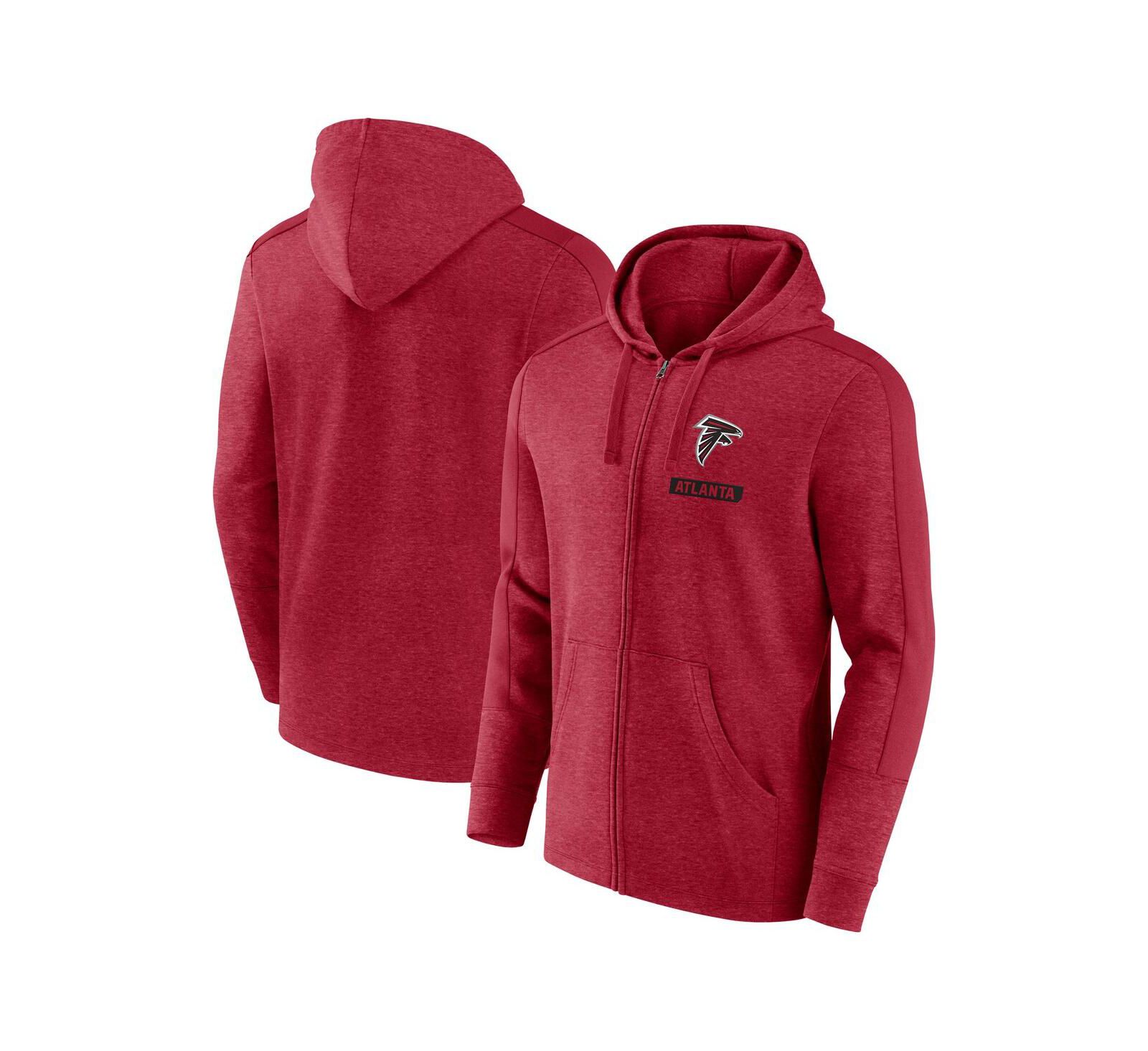 Мужское худи Fanatics Heather Red Atlanta Falcons Gains Full-Zip