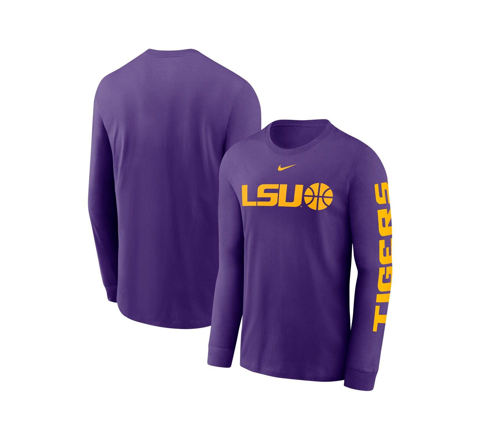 Мужская футболка Nike Purple LSU Tigers Basketball Icon Two-Hit Long Sleeve