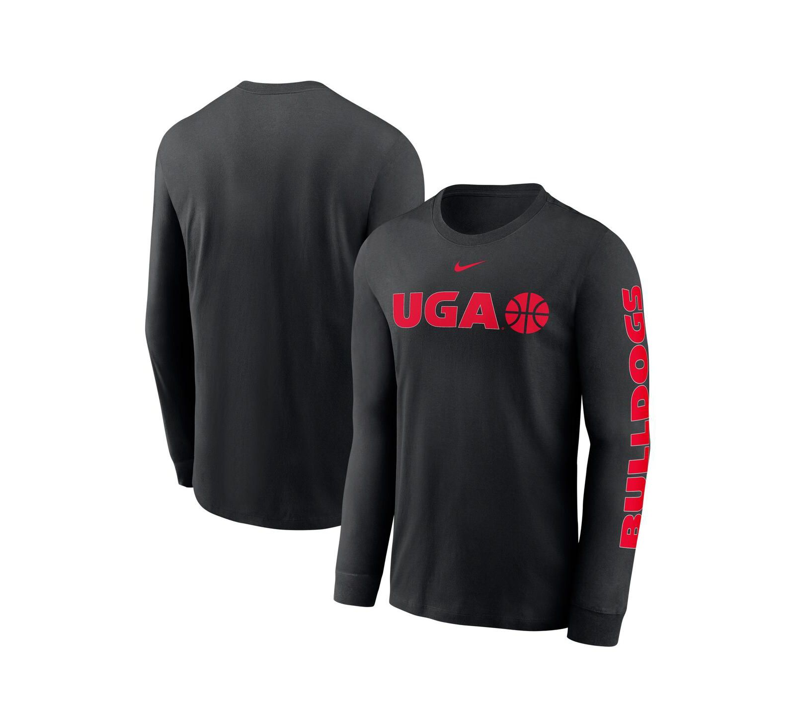 Nike Мужская черная футболка Nike Georgia Bulldogs Basketball Icon Two-Hit Long Sleeve