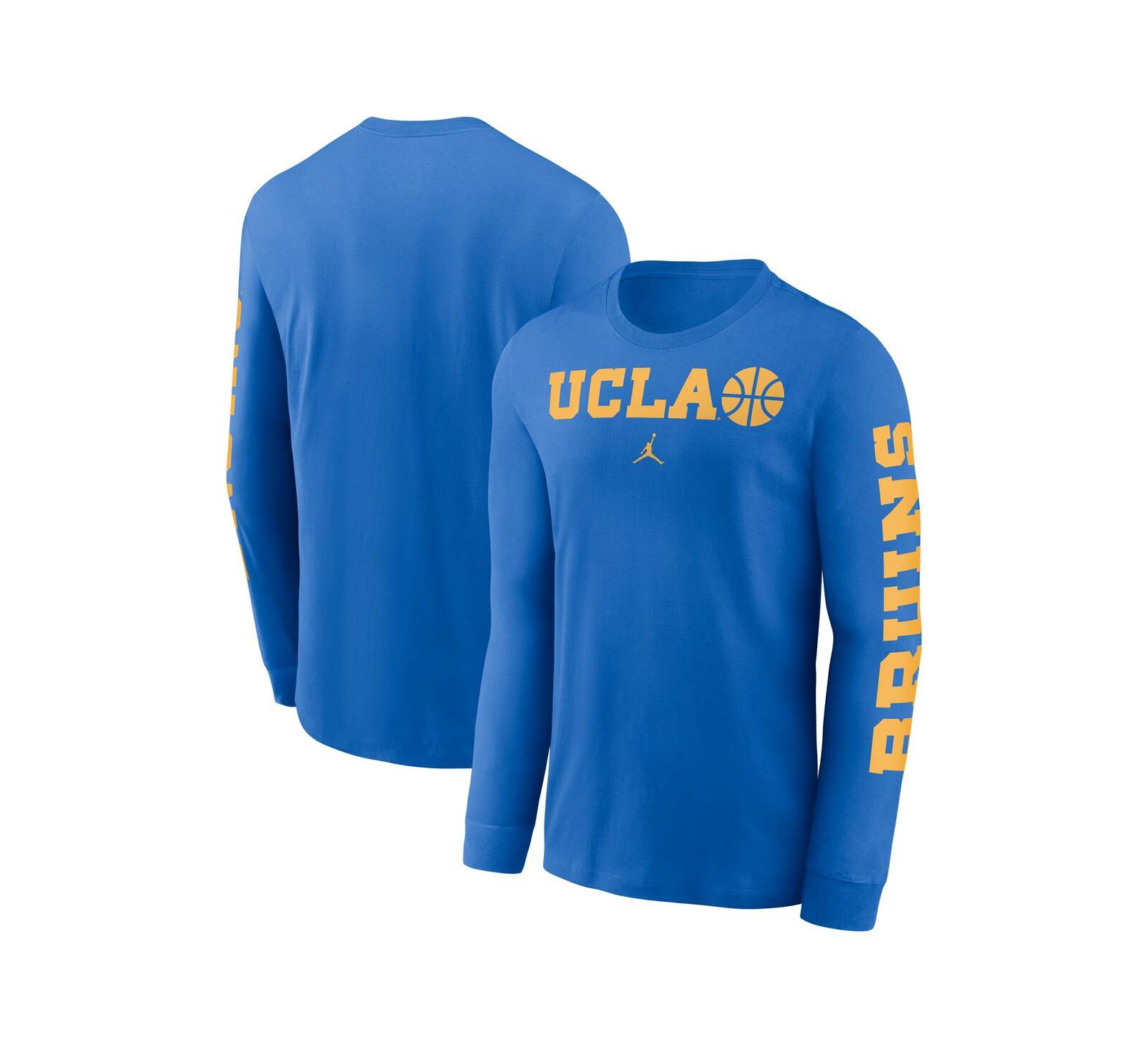 Мужская футболка Jordan Blue UCLA Bruins Basketball Icon Two-Hit Long Sleeve