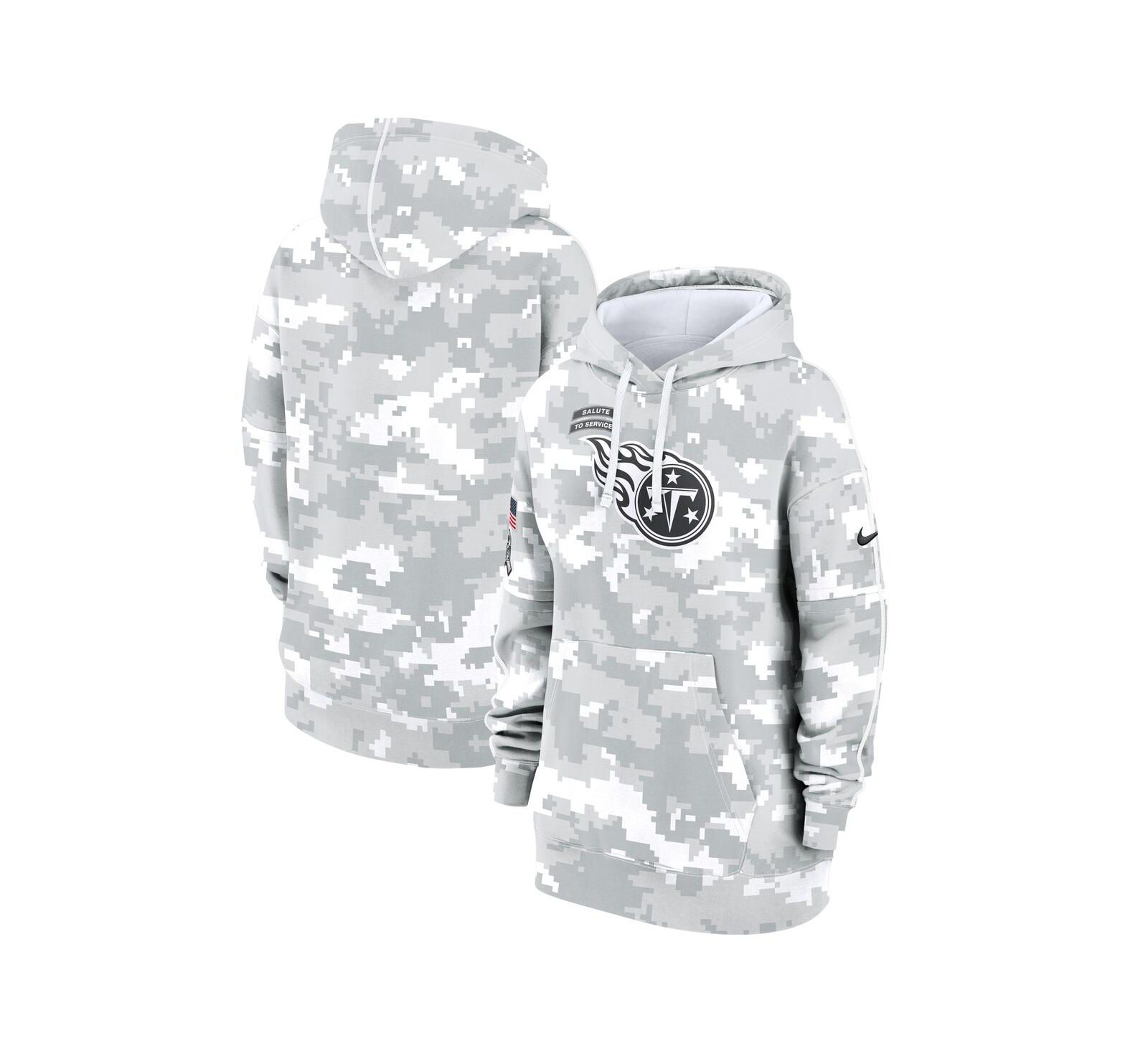 Женское худи Nike Arctic Camo Tennessee Titans 2024 Salute To Service Club Fleece Oversized