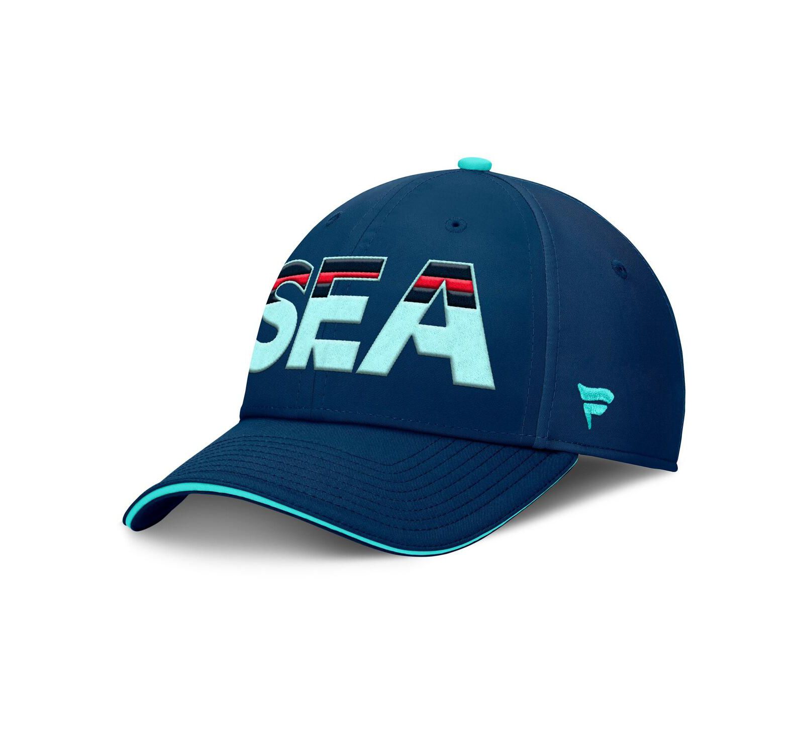 Fanatics Мужская кепка Seattle Kraken Authentic Pro Rink Team Code Flex, темно-синий/светло-голубой