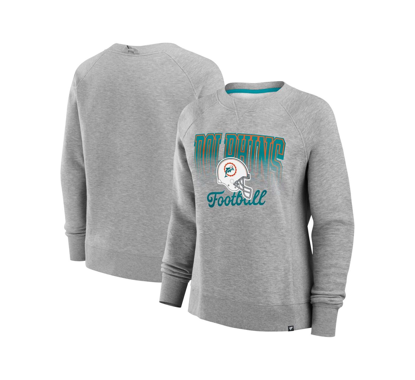 Женская толстовка Fanatics Miami Dolphins Hit Hard Fleece Pullover, серая