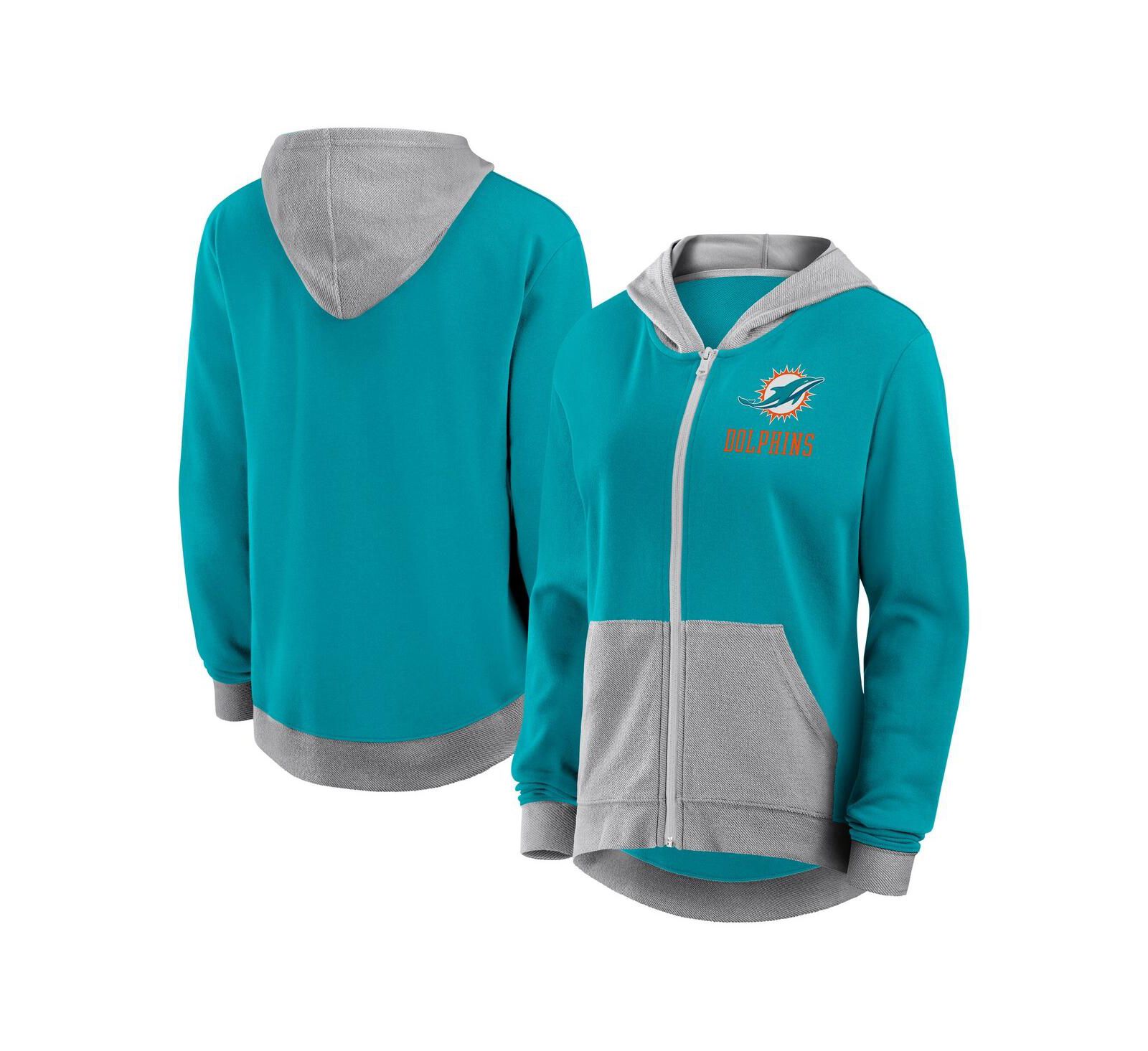 Logo Athletic Женское худи Miami Dolphins French Terry Full-Zip Aqua