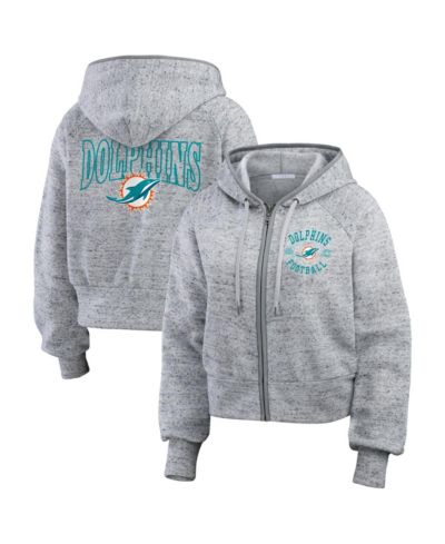 Женское укороченное худи WEAR by Erin Andrews Heather Gray Miami Dolphins Speckled Fleece Full-Zip