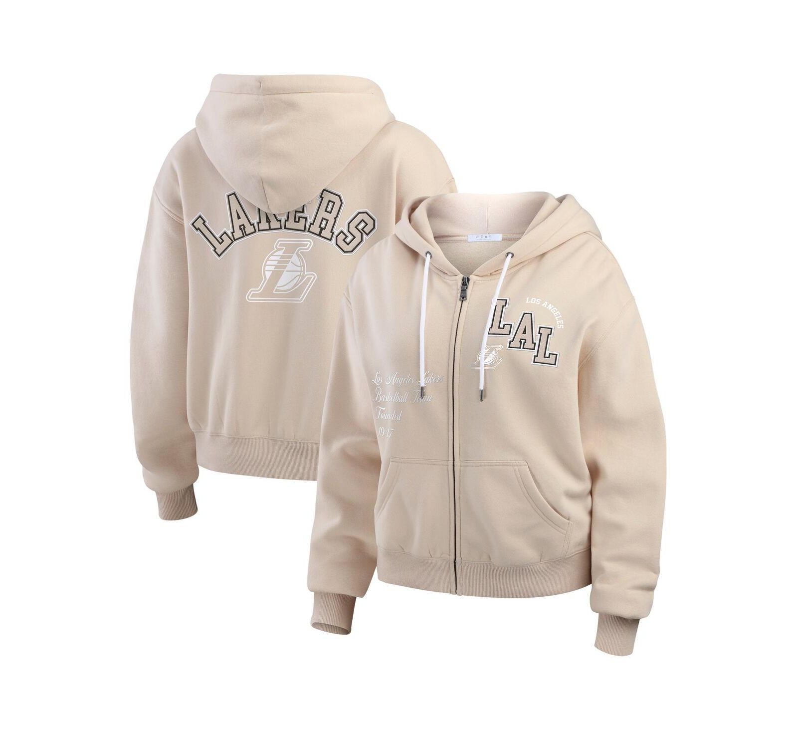 WEAR by Erin Andrews Женское худи Full-Zip Tan Los Angeles Lakers Tonal Felt Patch