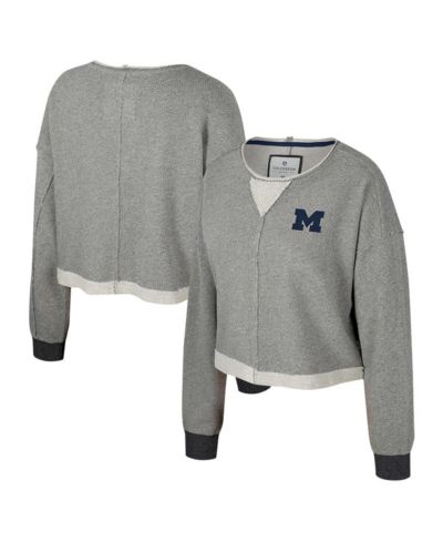 Colosseum Женская укороченная толстовка Michigan Wolverines Magnum Scoop Neck Charcoal