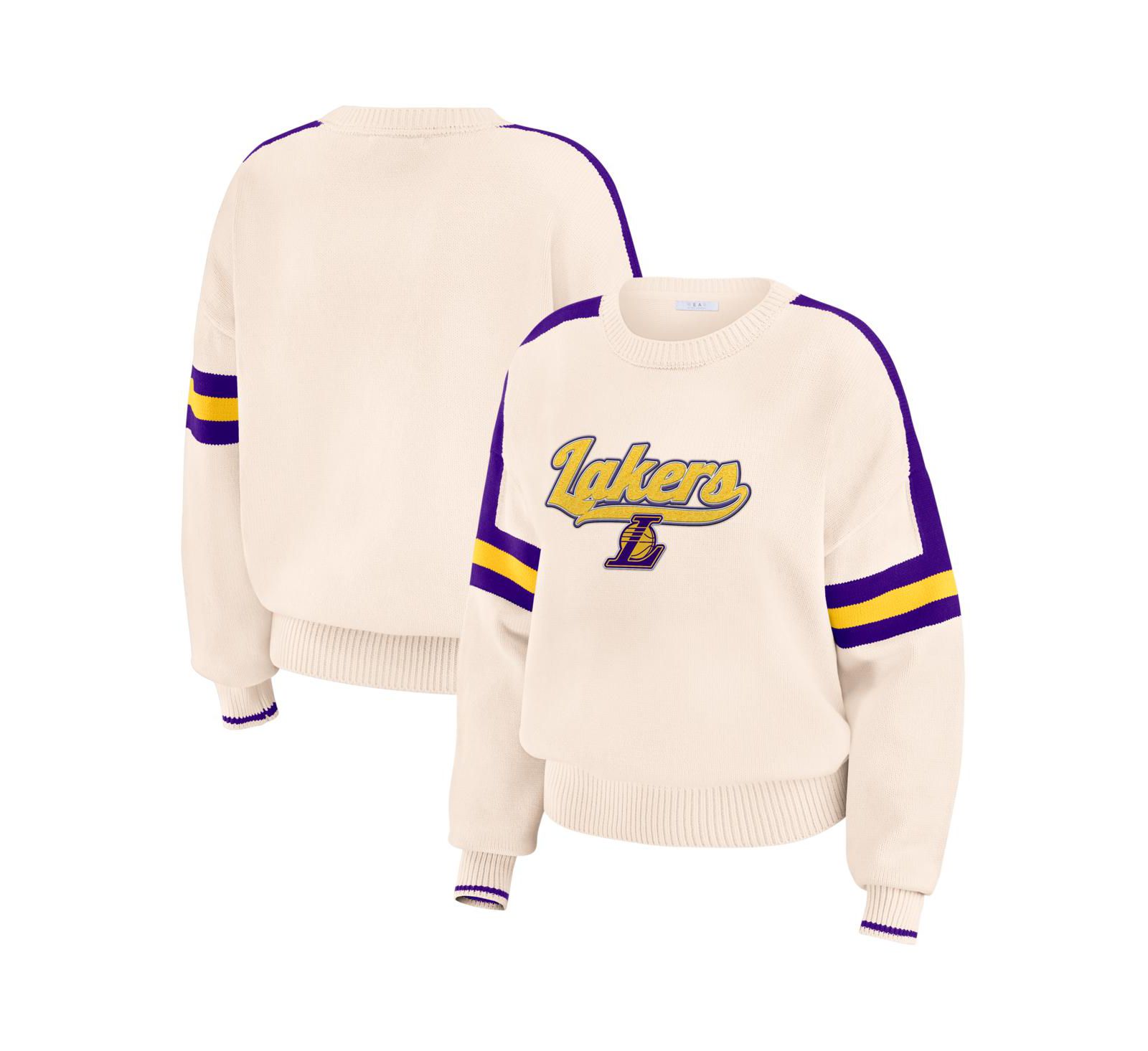 Женский джемпер WEAR by Erin Andrews Los Angeles Lakers Stripe Pullover, кремовый