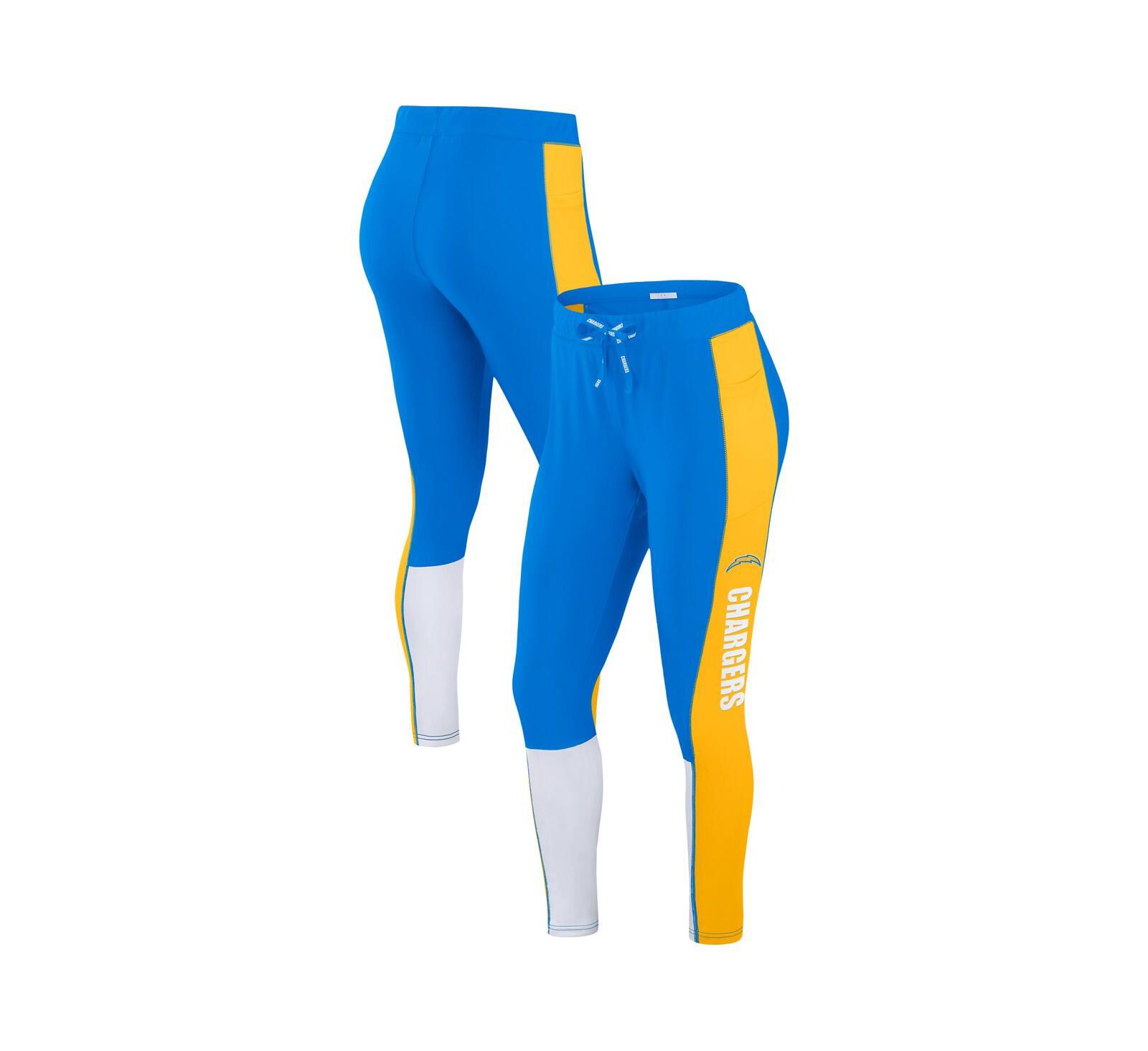 WEAR By Erin Andrews Women's Powder Blue/Gold Los Angeles Chargers Color-Block Leggings