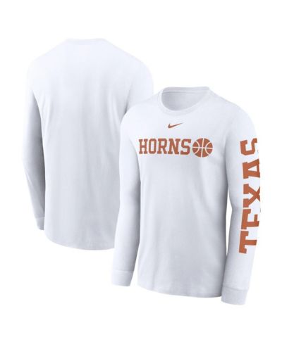 Nike Men's White Texas Longhorns Basketball Icon Two-Hit Long Sleeve T-Shirt