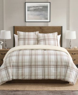 VCNY Home Plaid Brushed Flannel and Sherpa 3-Pc. Comforter Set, King