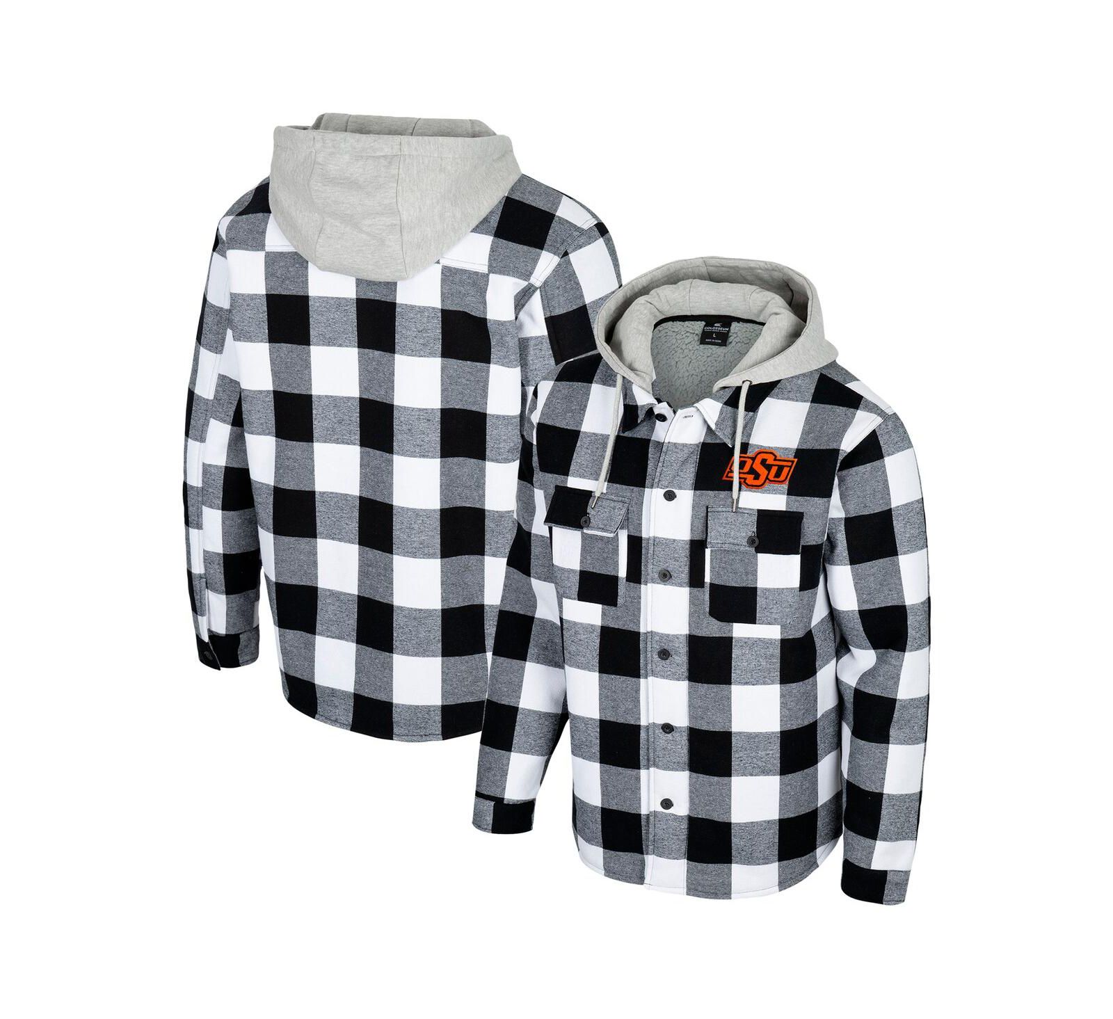 Colosseum Men's Black/White Oklahoma State Cowboys Buffalo Plaid Full-Zip Jacket