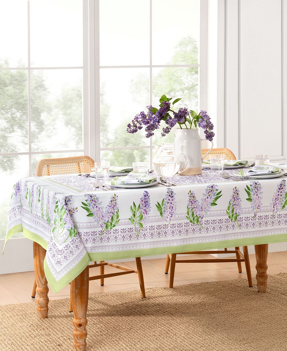 Elrene Lilac Garden Floral Rectangle Tablecloth, 60" X 102"