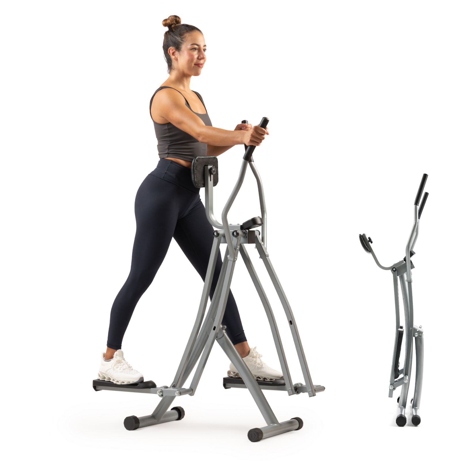 Sunny Health & Fitness Smart Air Walk Elliptical Trainer, Foldable Low-Impact Glider with SunnyFit App for Trainer-Led Workouts & Progress Tracking