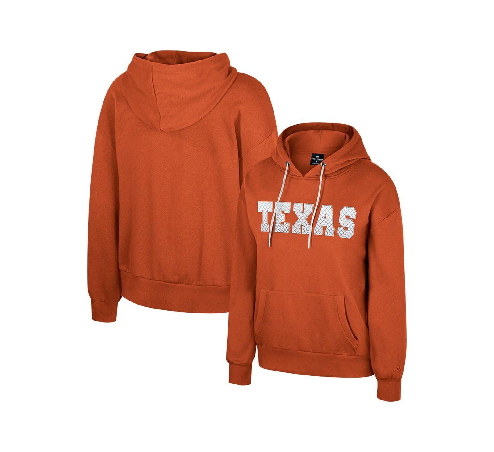Женское худи Colosseum Texas Longhorns Reflection Rhinestone Drawcord Pullover Orange