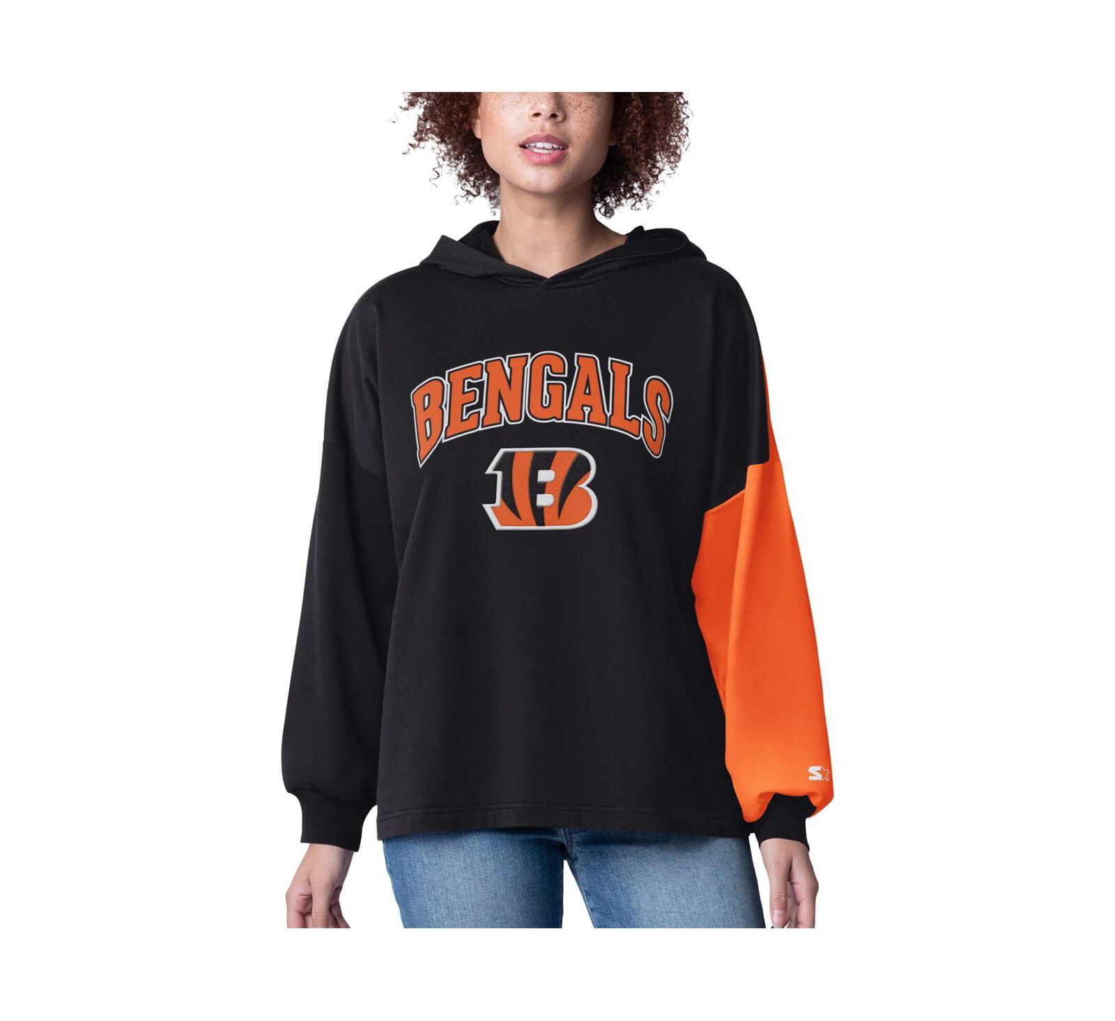 Женское худи Starter Black Cincinnati Bengals Power Move Long Sleeve Pullover