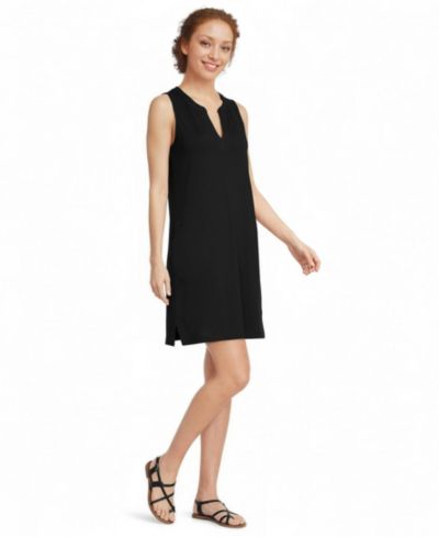 Lands' End Women's Tall Cotton Jersey Notch Neck Dress