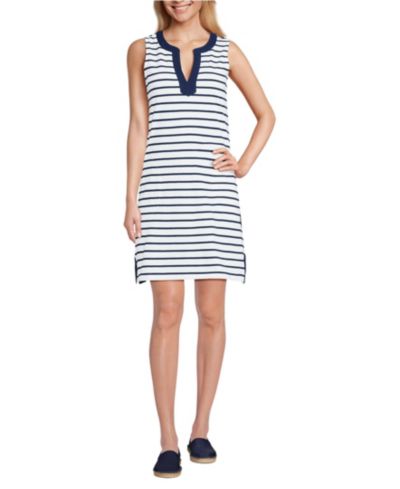 Lands' End Женское платье Tall Cotton Jersey Notch Neck