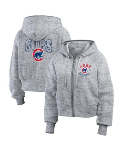 WEAR by Erin Andrews Женское укороченное худи Chicago Cubs серое с мехом на молнии