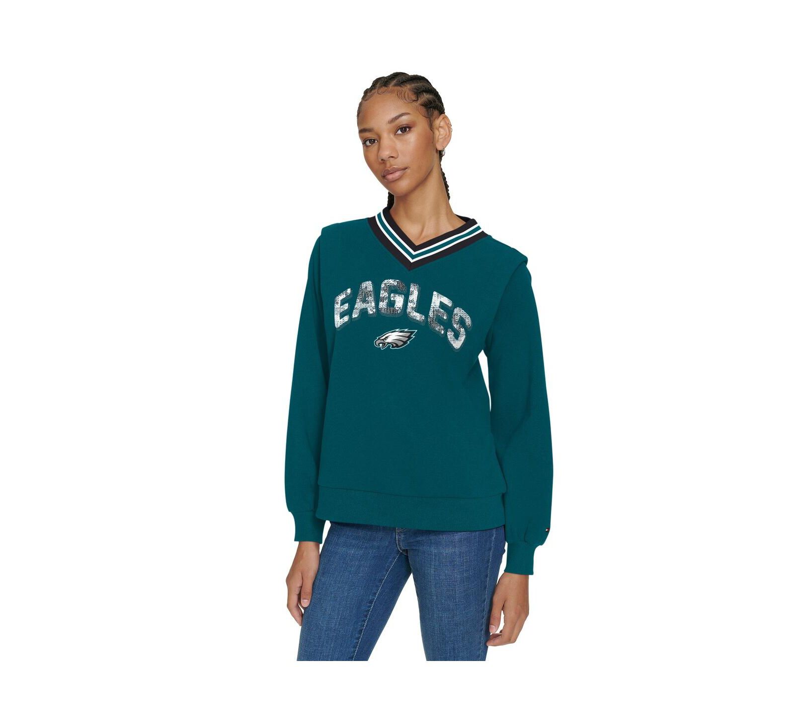 Женский джемпер Tommy Hilfiger Philadelphia Eagles Alice V-Neck в цвете Midnight Green