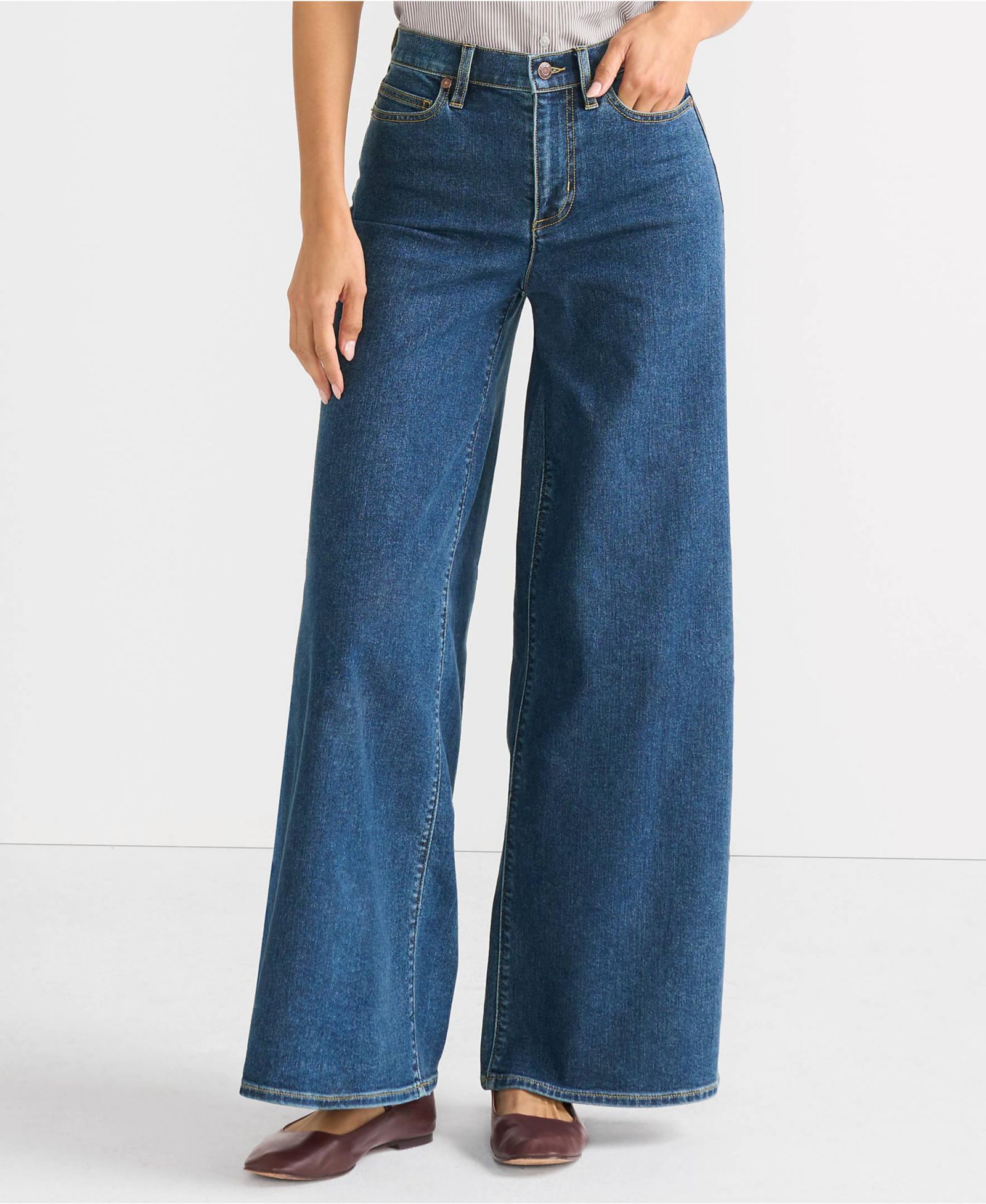 Lands' End Women's Denim High Rise Extra Wide Leg Jeans