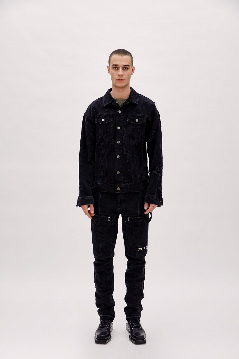 PCFG Men's Distressed Denim Jacket
