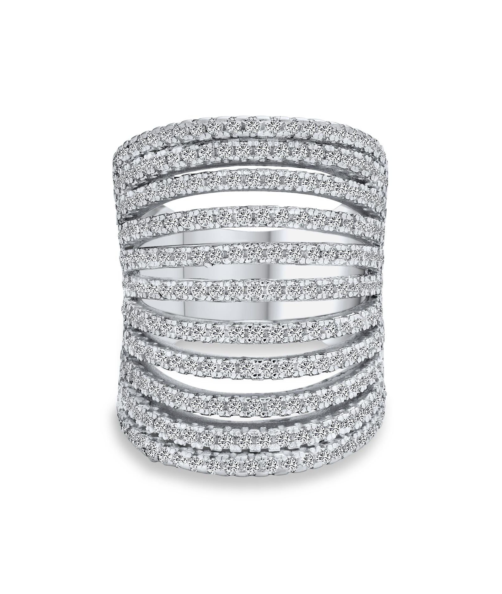 Bling Jewelry Cubic Zirconia Pave Statement Ring .925 Sterling Silver