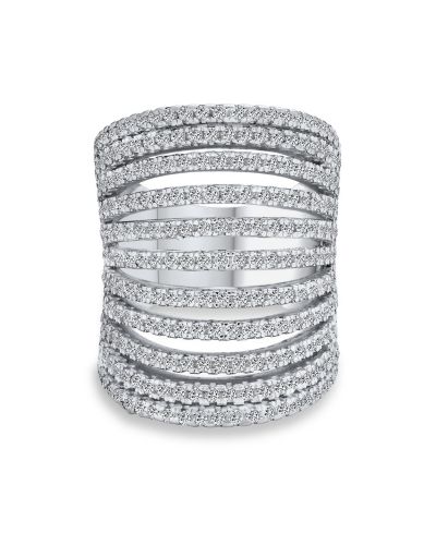 Bling Jewelry Cubic Zirconia Pave Statement Ring .925 Sterling Silver