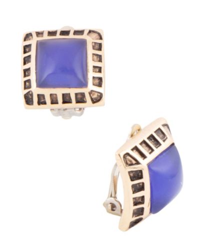 Серьги-клипсы Barse Blue Agate Golden Square